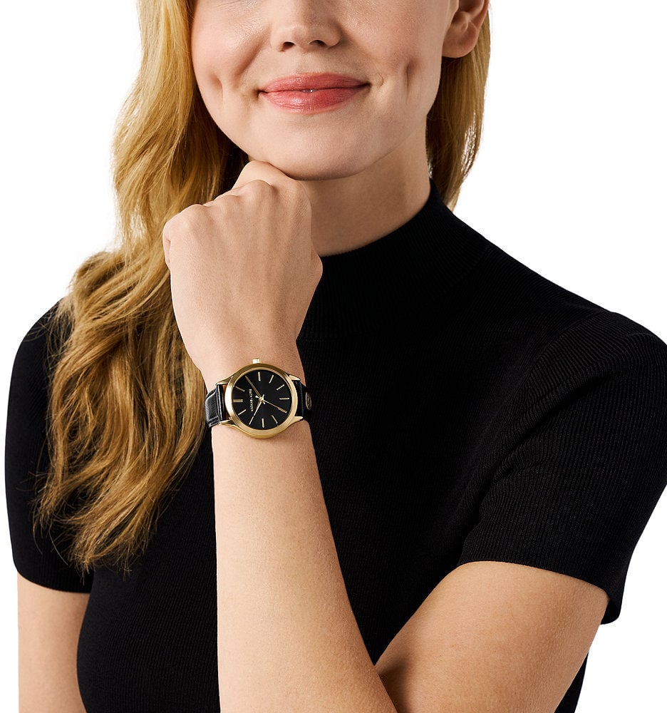 Michael Kors Slim Runway - Horloge - Zwart Goud