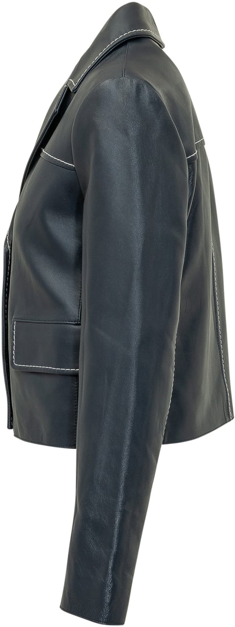 Michael Kors Giacca Pelle Corto Donkergrijs