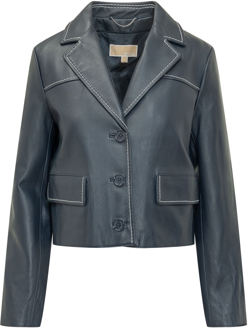 Michael Kors Giacca Pelle Corto Donkergrijs