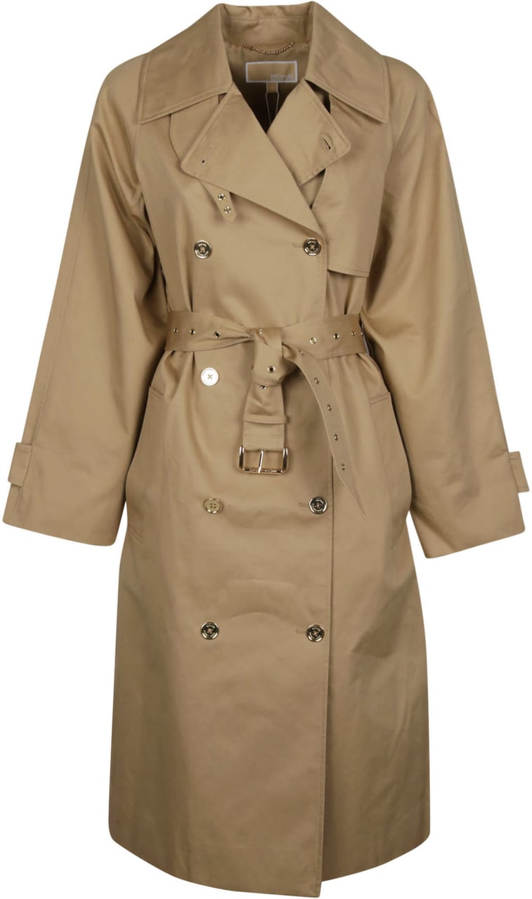 Michael Kors Double Oversize Belted Trench Green Groen