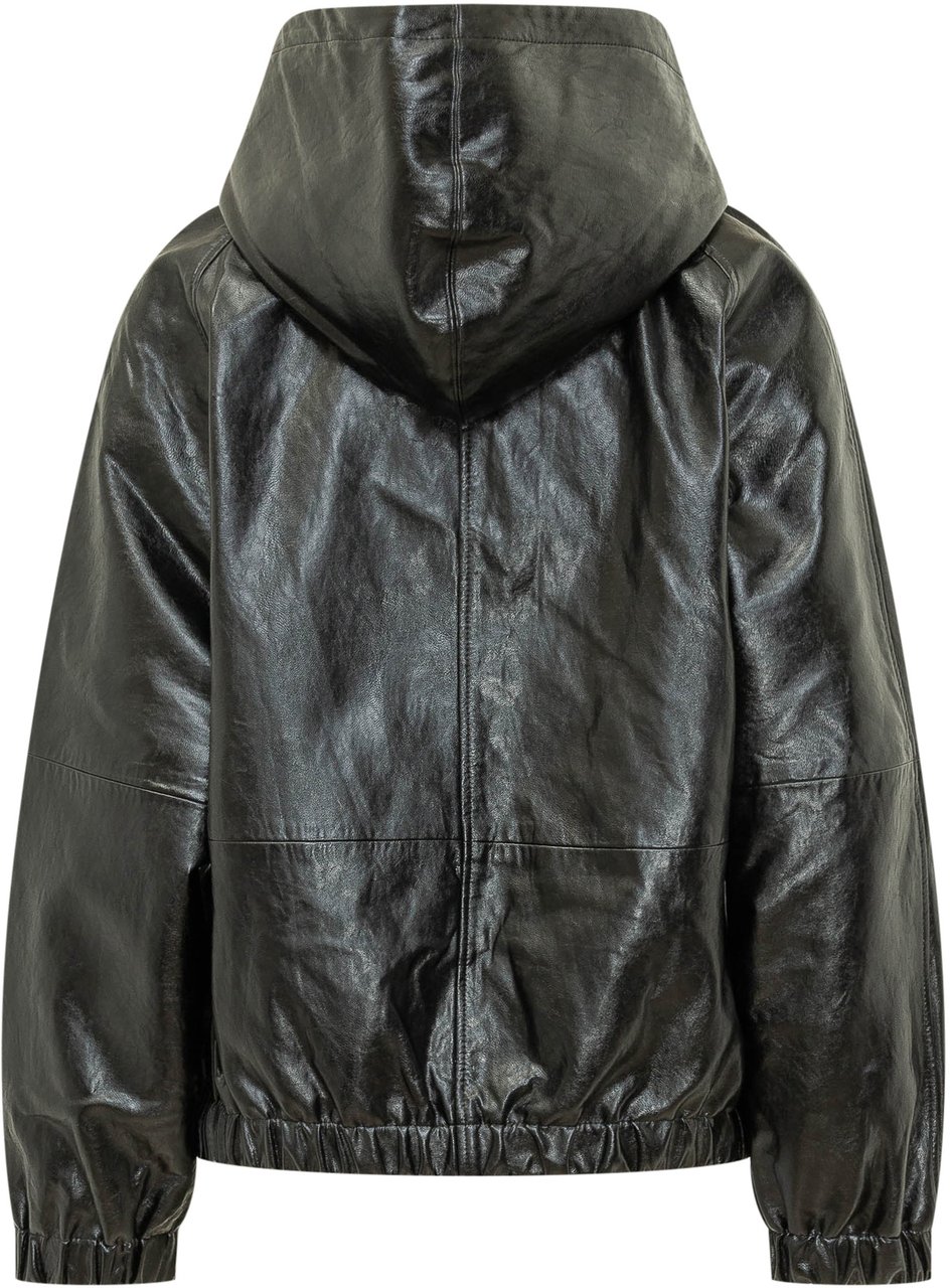 Michael Kors Faux Leather Hoodie Zwart