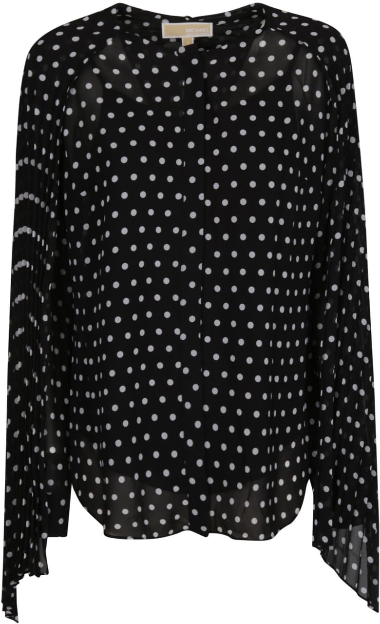 Michael Kors Dot Pleat Bow Shirt Black Zwart