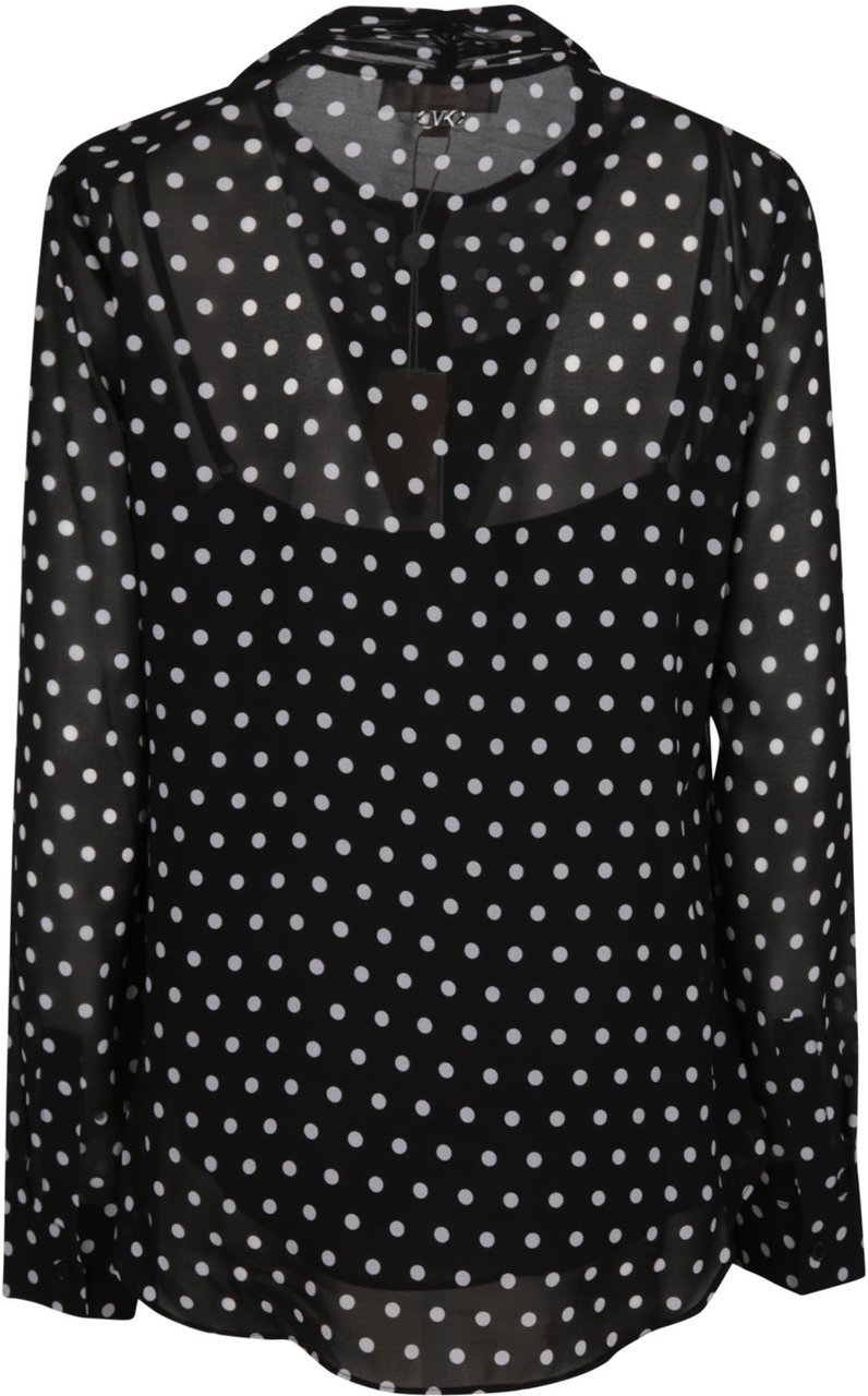 Michael Kors Dot Pleat Bow Shirt Black Zwart