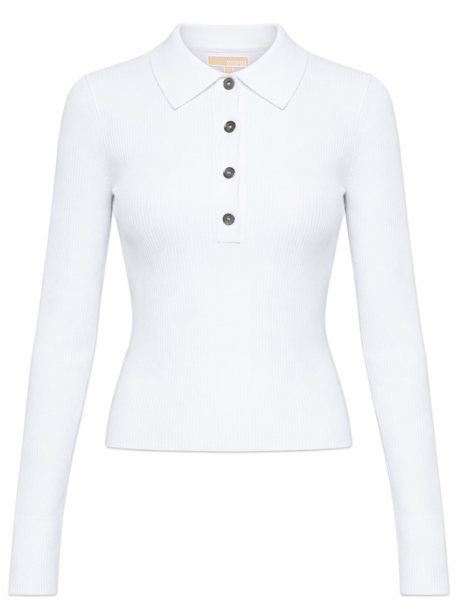 Michael Kors Neutrals Slim Fit Ribbed Waist Polo Shirt Wit