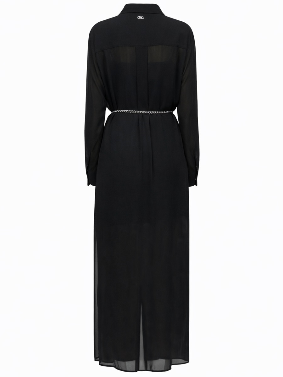 Michael Kors Chemise Recycled Polyester Slim Chain Dress Zwart