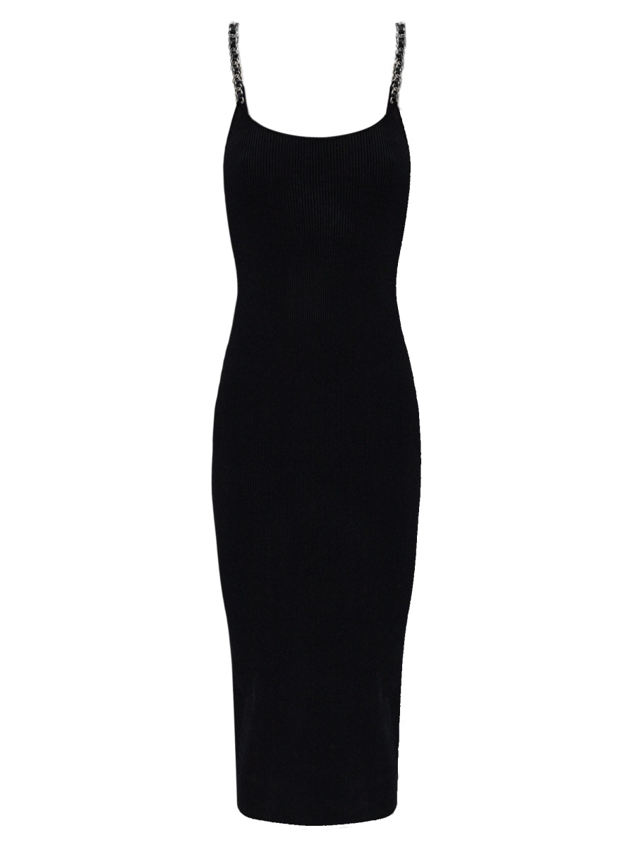 Michael Kors Neutrals Ribbed Texture Sustainable Knit Midi Dress Zwart