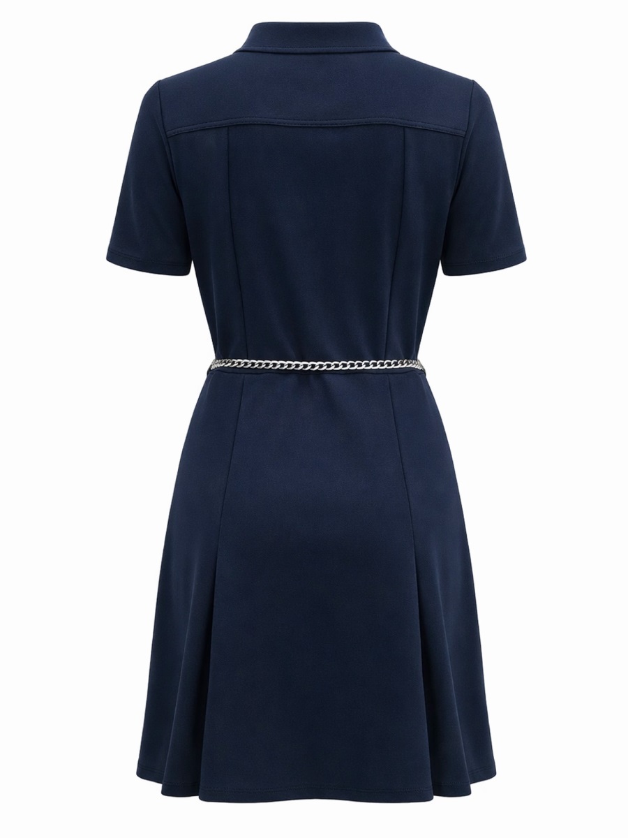 Michael Kors Mini Scuba Structured Silver Chain Dress Zwart