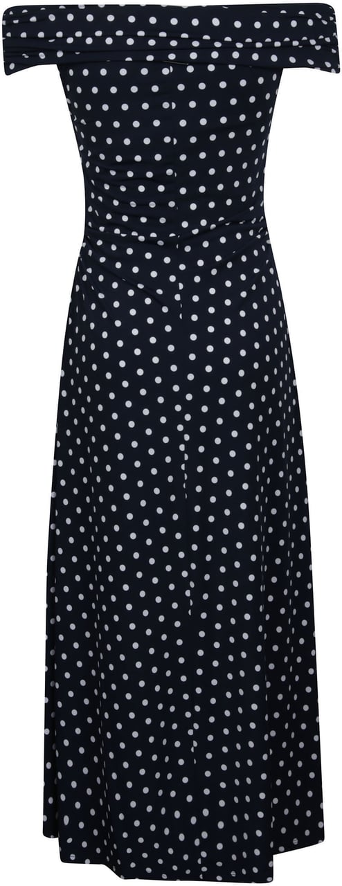 Michael Kors Dot Off Shoulder Midi Dress Blue Blauw