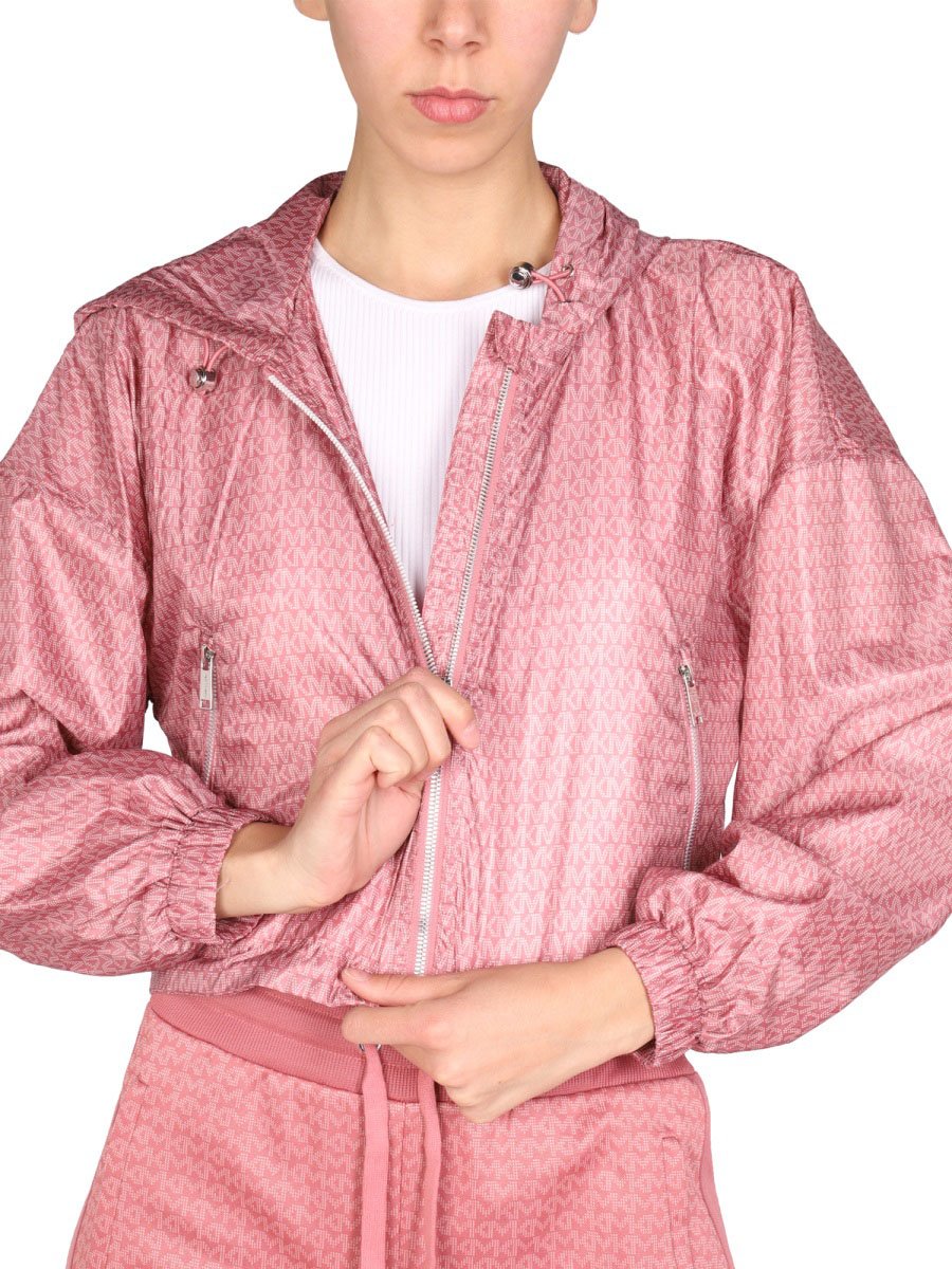 Michael Kors Cropped Pink Hooded Jacket Roze