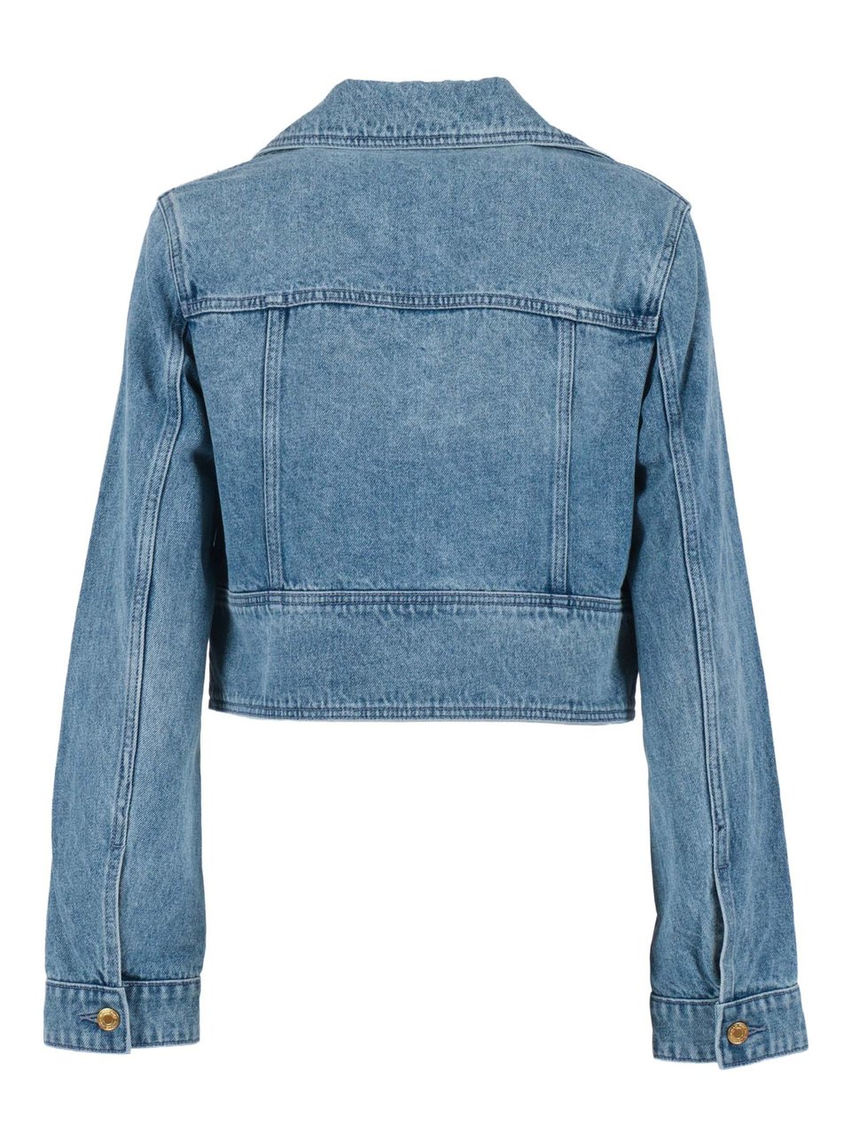 Michael Kors Cropped Denim Gold Hardware Jacket Blauw