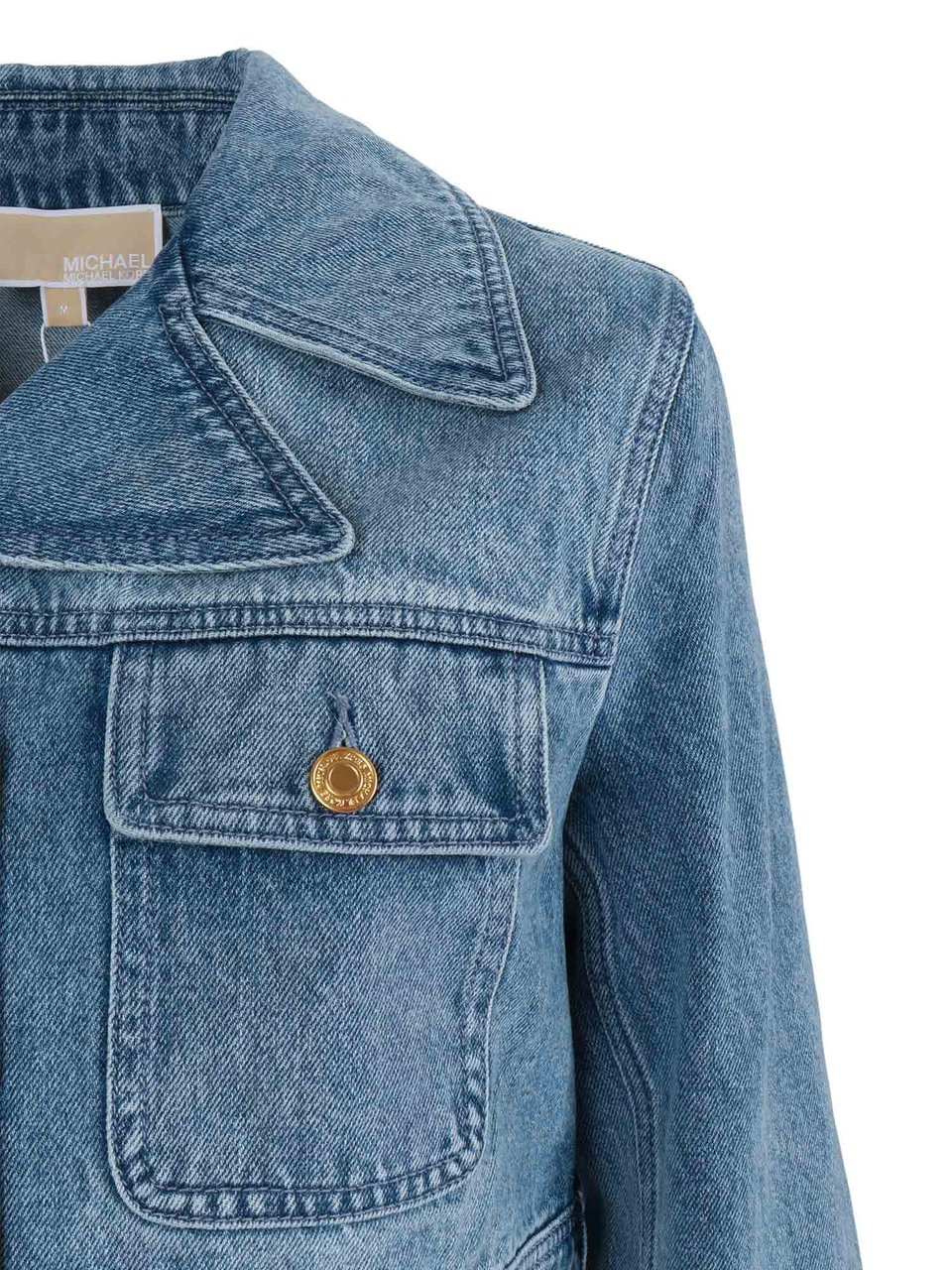 Michael Kors Cropped Denim Gold Hardware Jacket Blauw