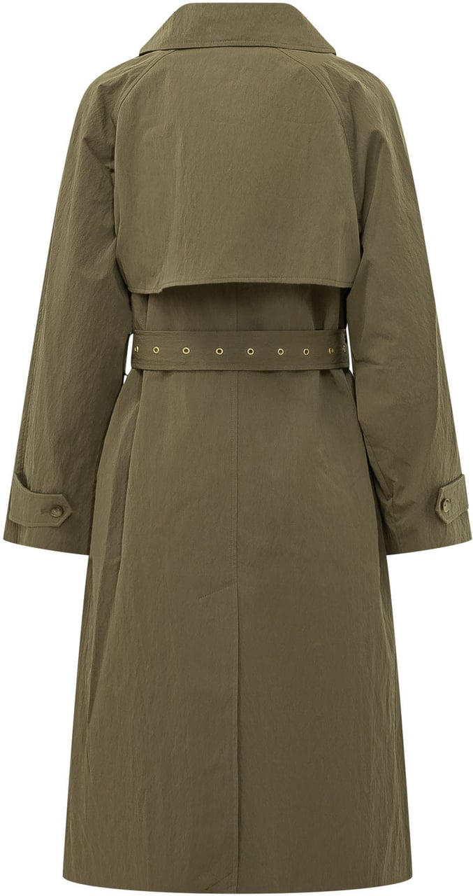 Michael Kors Trench Lungo Doppiopetto con Cintura Donkergroen
