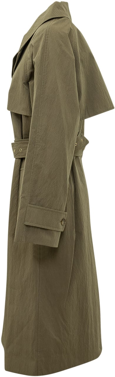Michael Kors Trench Lungo Doppiopetto con Cintura Donkergroen