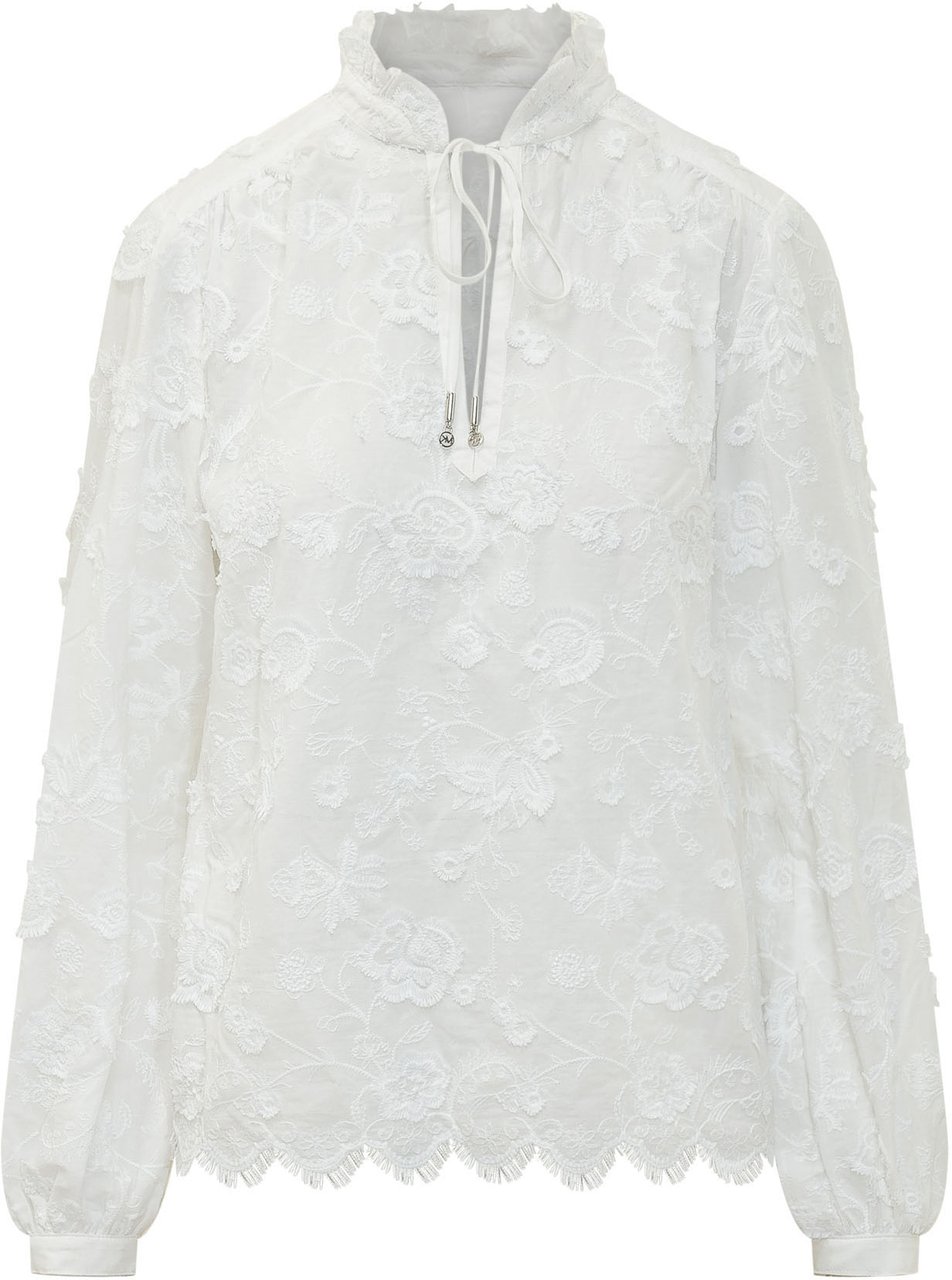 Michael Kors Camicia con Collo Alto e Ricamo Floreale Wit