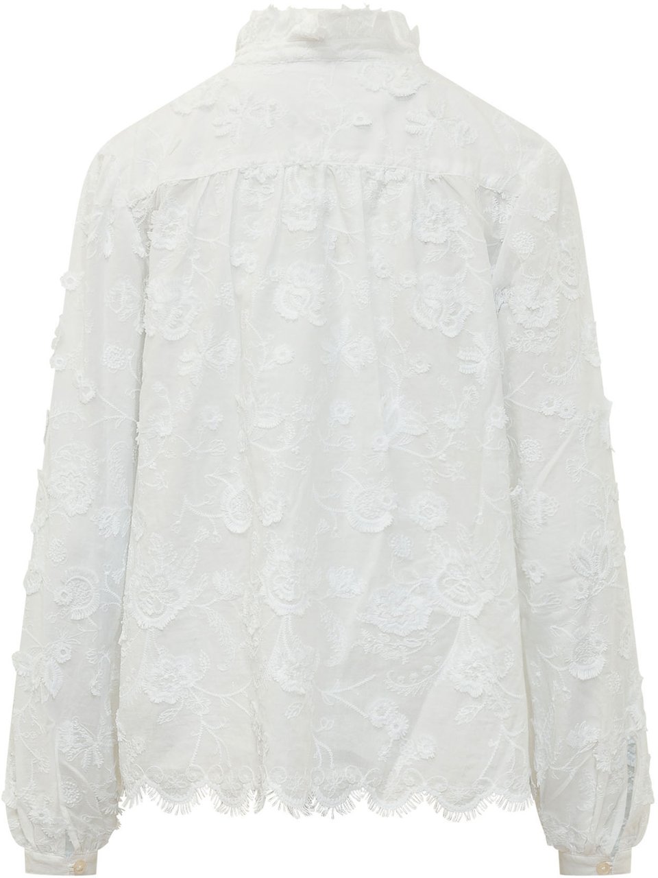 Michael Kors Camicia con Collo Alto e Ricamo Floreale Wit
