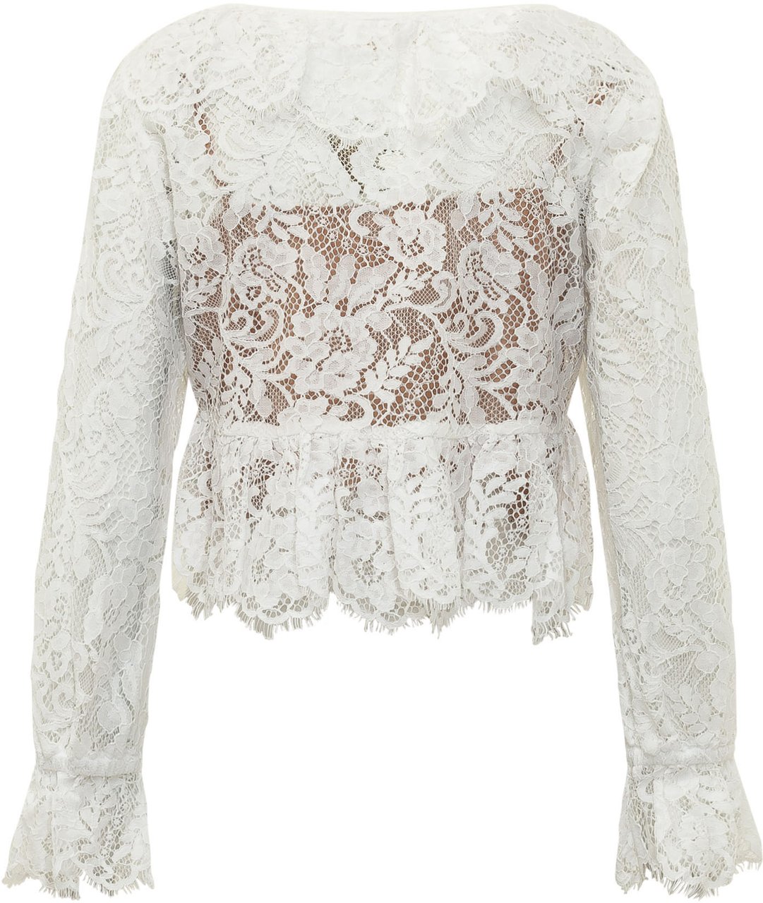 Michael Kors Top in Pizzo con Scollo a V e Maniche Lunghe Wit
