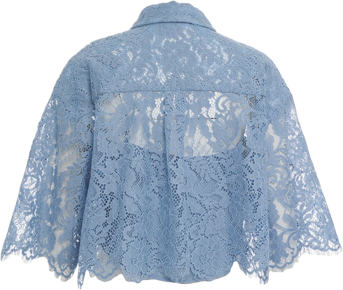 Michael Kors Lace blouse with floral pattern Blauw