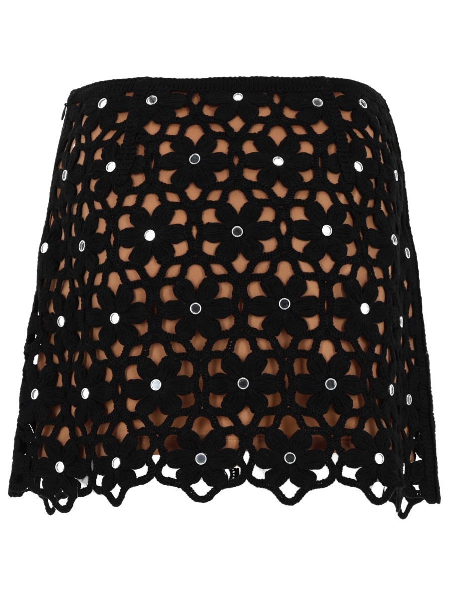 Michael Kors Crochet Floral Motif Scalloped Skirt Zwart