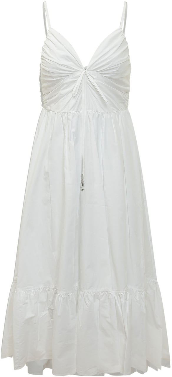 Michael Kors Abito Midi con Scollo a V e Coulisse Wit