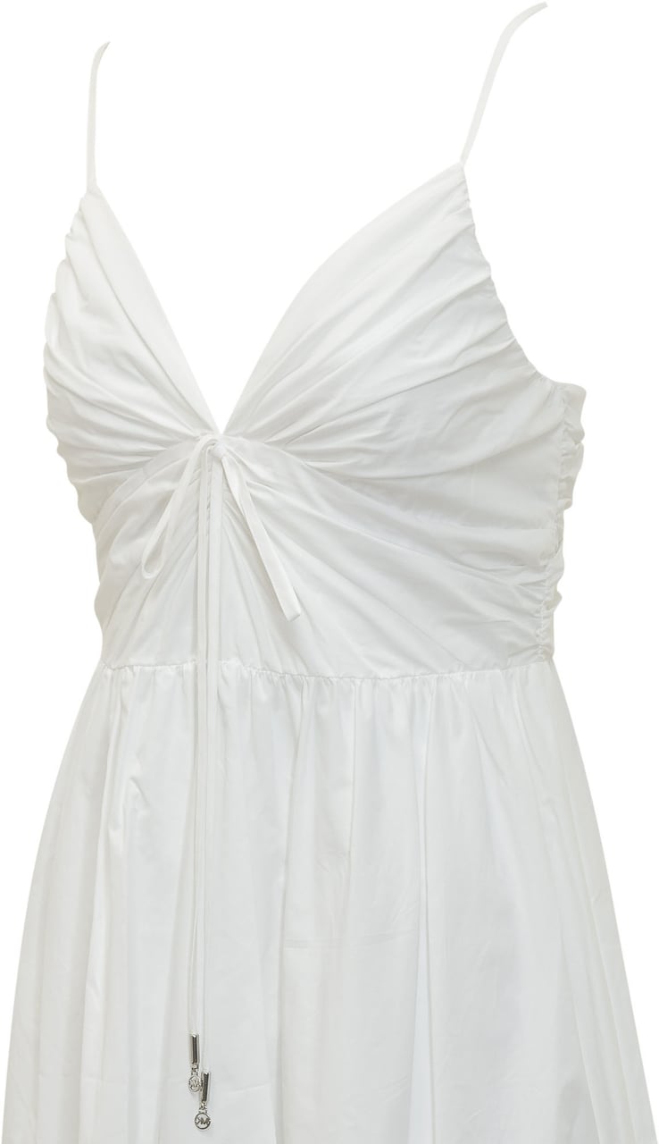 Michael Kors Abito Midi con Scollo a V e Coulisse Wit
