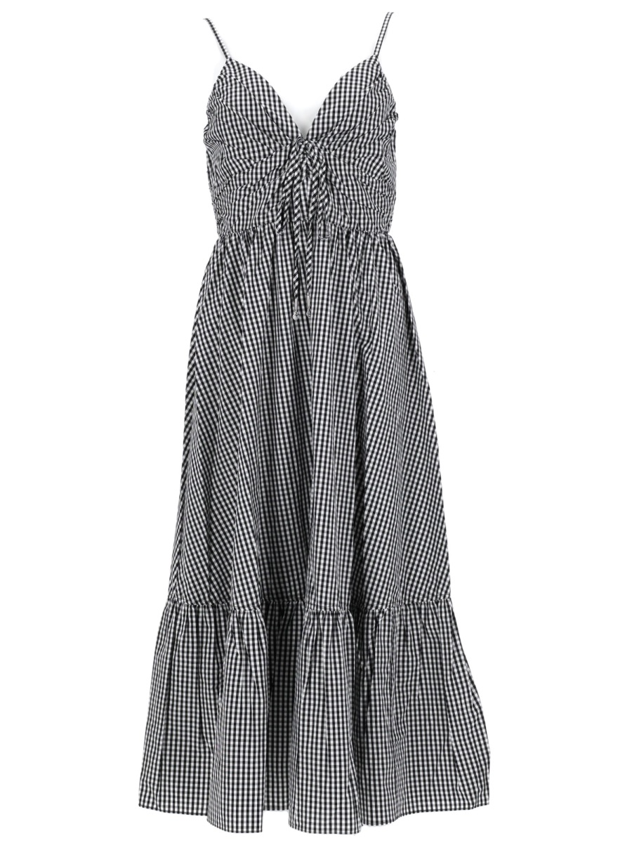 Michael Kors Sweetheart Neck Small Checkered Dress Grijs