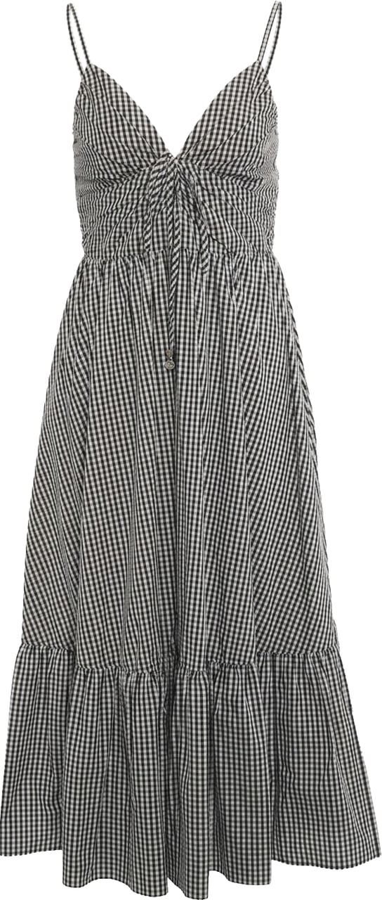 Michael Kors Cotton midi dress with gingham pattern Zwart