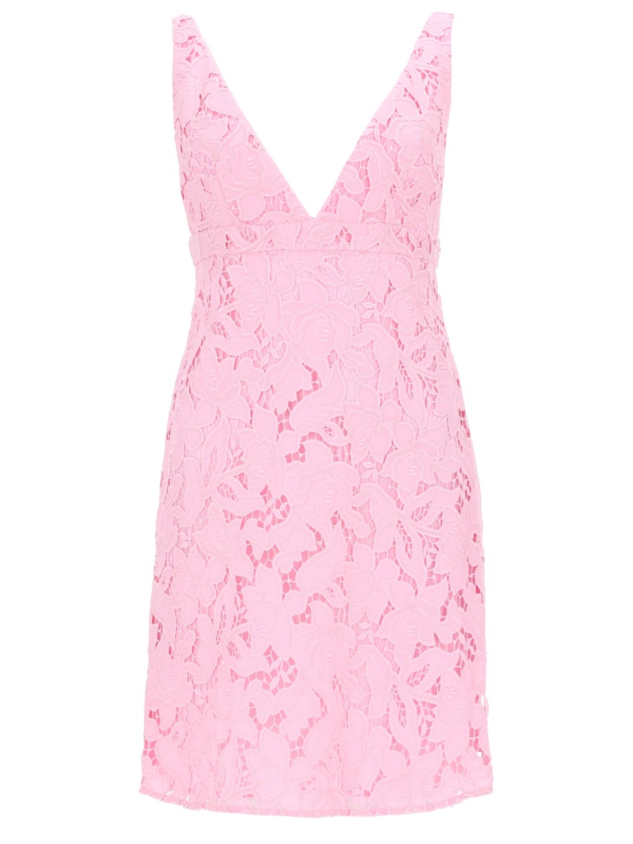 Michael Kors Fitted V-Neck Lace Overlay Dress Paars