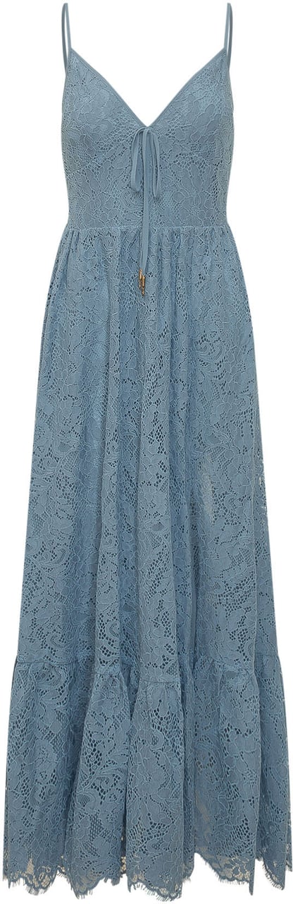 Michael Kors Abito Maxi in Pizzo con Scollo a V Blauw