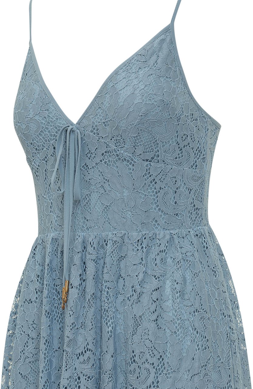 Michael Kors Abito Maxi in Pizzo con Scollo a V Blauw