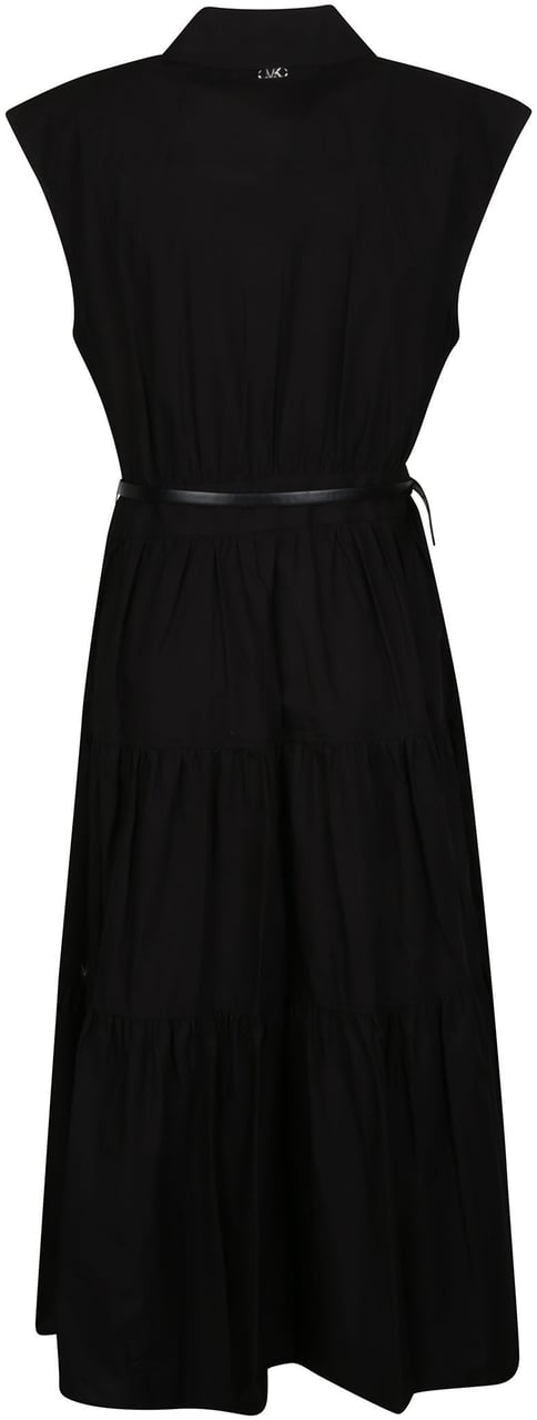 Michael Kors Short Sleeve Midi Shirt Dress Black Zwart