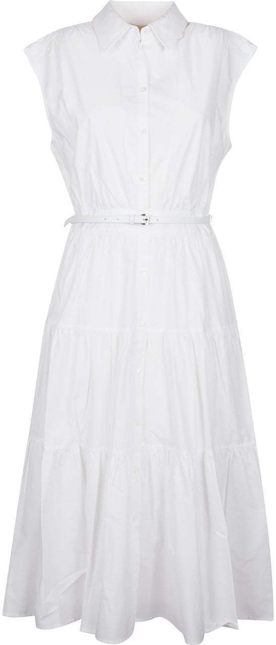 Michael Kors Short Sleeve Midi Shirt Dress White Wit