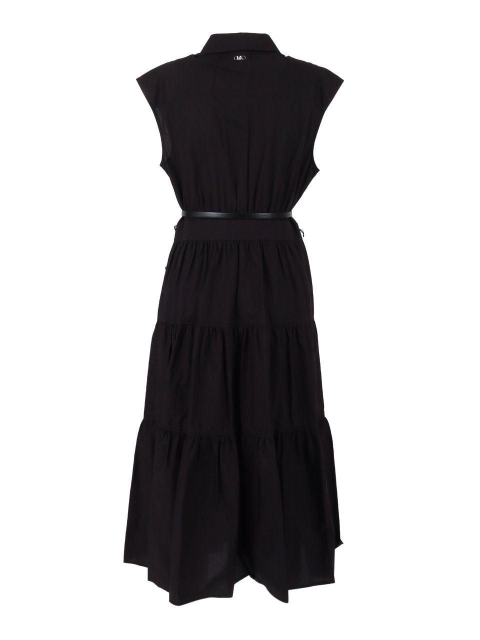 Michael Kors Poplin Midi Tiered Shirt Dress Zwart