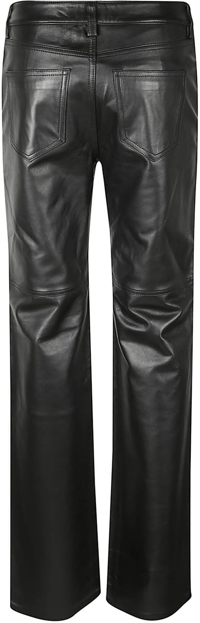 Michael Kors Straight Leg Leather Pant Black Zwart