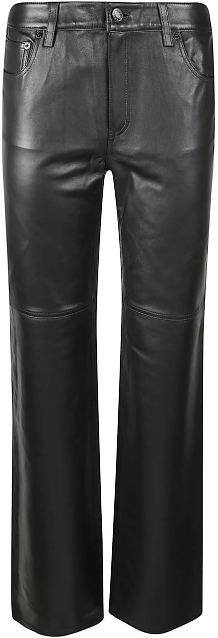 Michael Kors Straight Leg Leather Pant Black Zwart