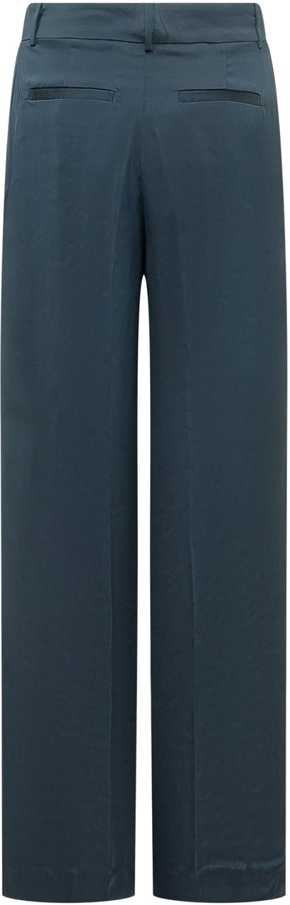 Michael Kors Pantaloni A Gamba Larga In Raso Navy