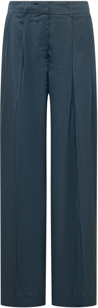 Michael Kors Pantaloni A Gamba Larga In Raso Navy