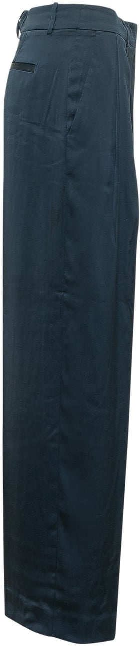 Michael Kors Pantaloni A Gamba Larga In Raso Navy