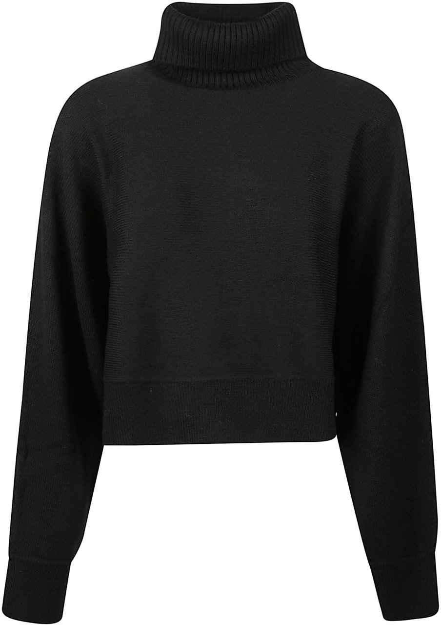 Michael Kors Turtle Neck Crop Dolman Sweater Black Zwart