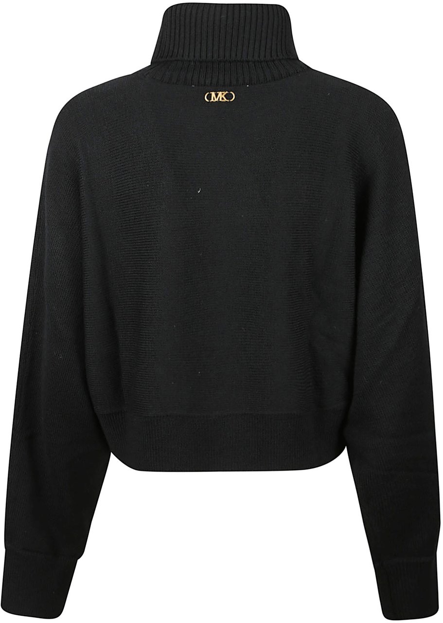 Michael Kors Turtle Neck Crop Dolman Sweater Black Zwart