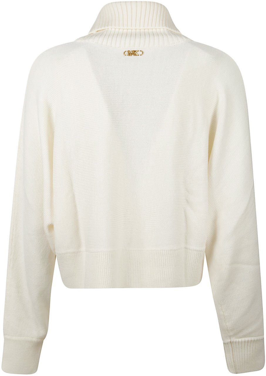 Michael Kors Turtle Neck Crop Dolman Sweater Nude & Neutrals Beige