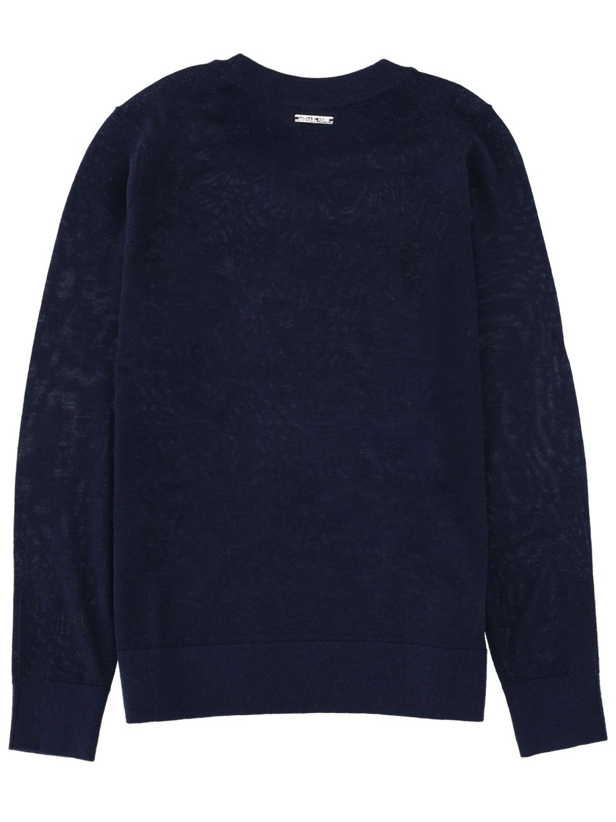 Michael Kors Black Crewneck Merino Wool Sweater Zwart