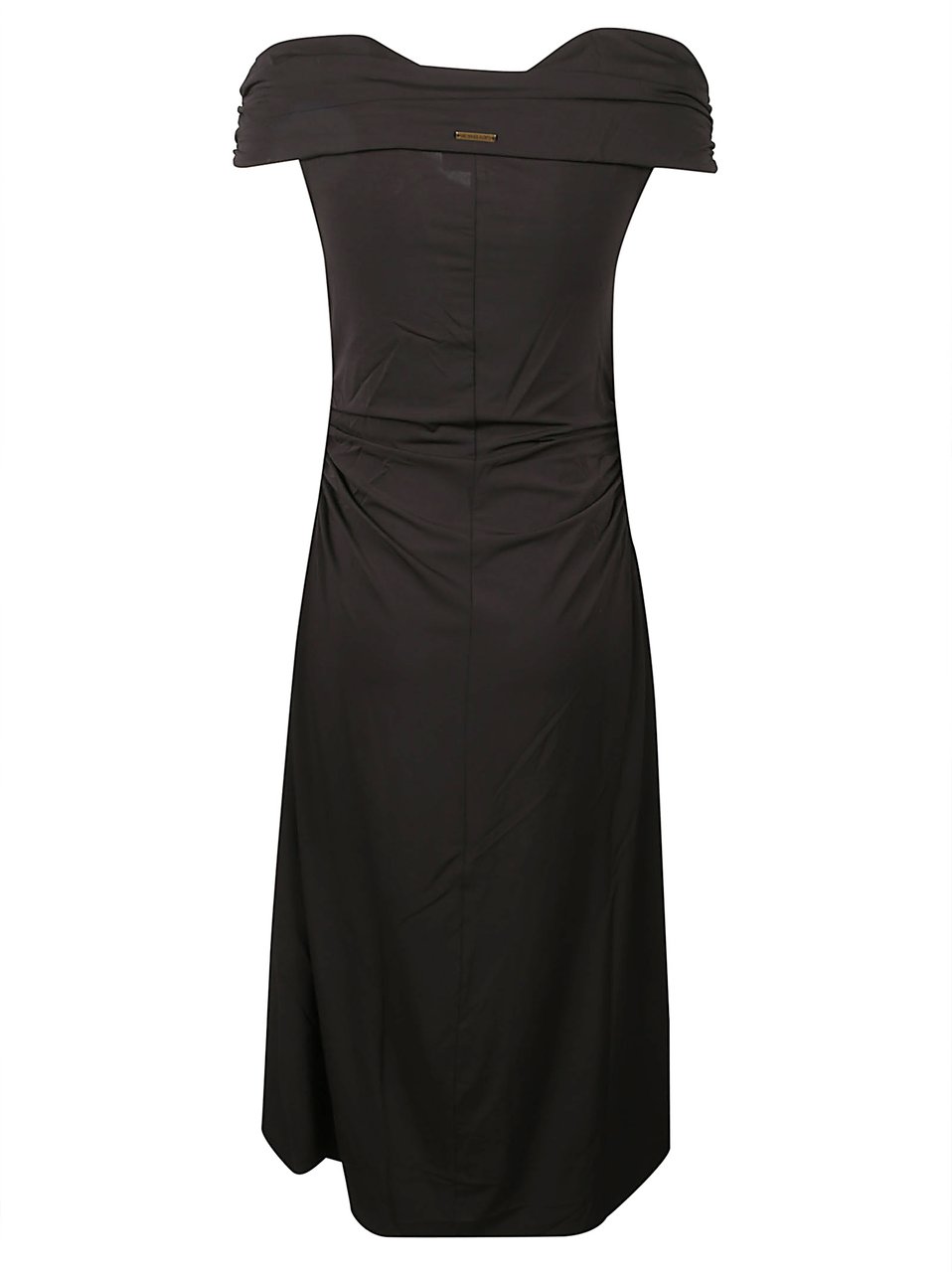 Michael Kors Off Shoulder Midi Dress Black Zwart