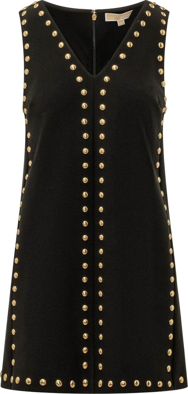 Michael Kors Abito Smanicato con Scollo a V e Borchie Zwart