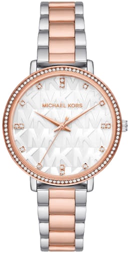 Michael Kors Michael Kors Horloge MK4920 Staal Bicolor Rosekleurige Plating met Zirkonia 38mm Zilver