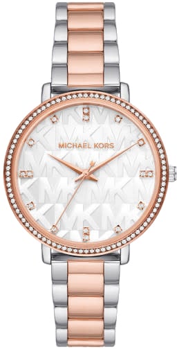 Michael Kors Michael Kors Horloge MK4920 Staal Bicolor Rosekleurige Plating met Zirkonia 38mm Zilver