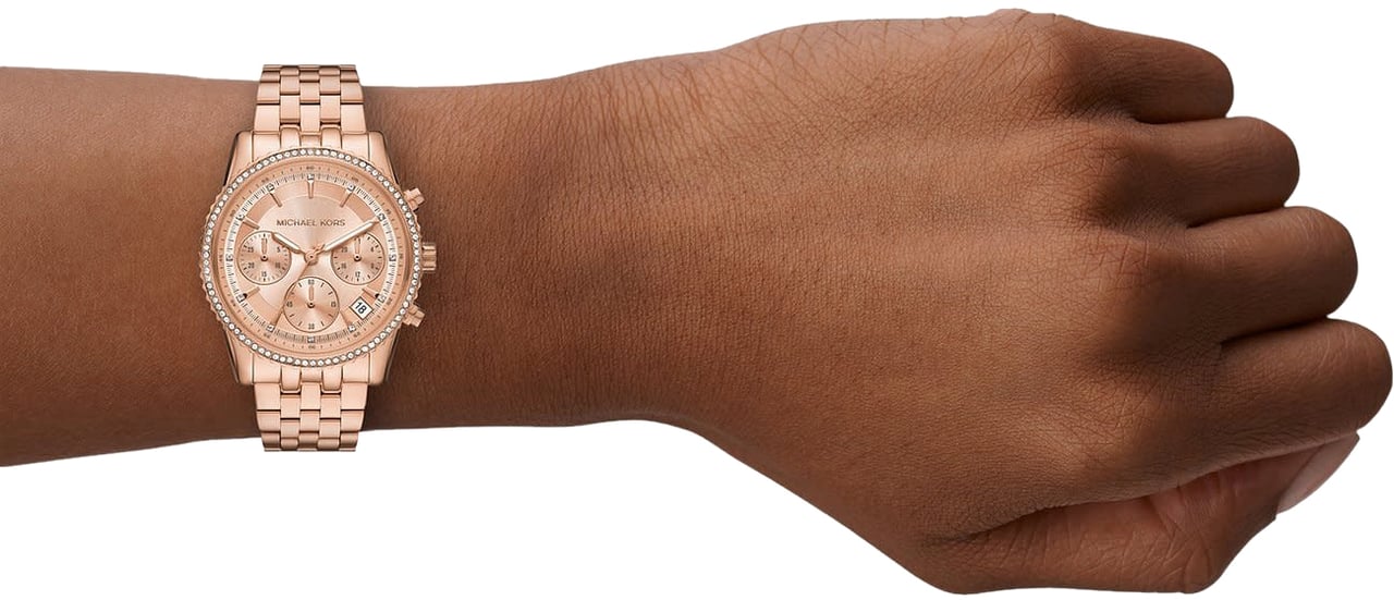 Michael Kors Michael Kors Horloge MK7531 Staal met Rosekleurige Plating met Zirkonia 35mm Goud