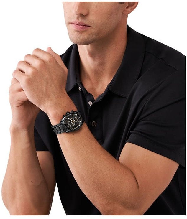 Michael Kors Michael Kors Horloge MK9113 Accelerator Staal met Zwarte Coating Quartz Chronograaf 42mm Zwart