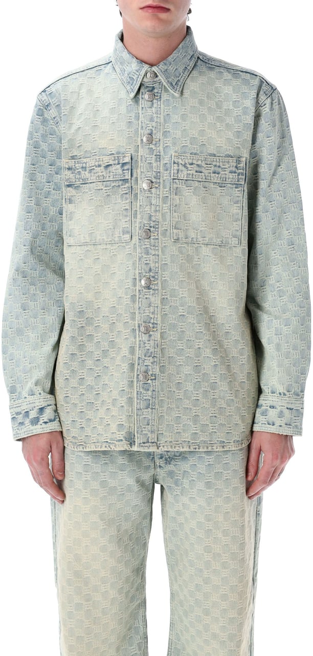 MISBHV Monogram Denim Overshirt Pale Blue Blauw