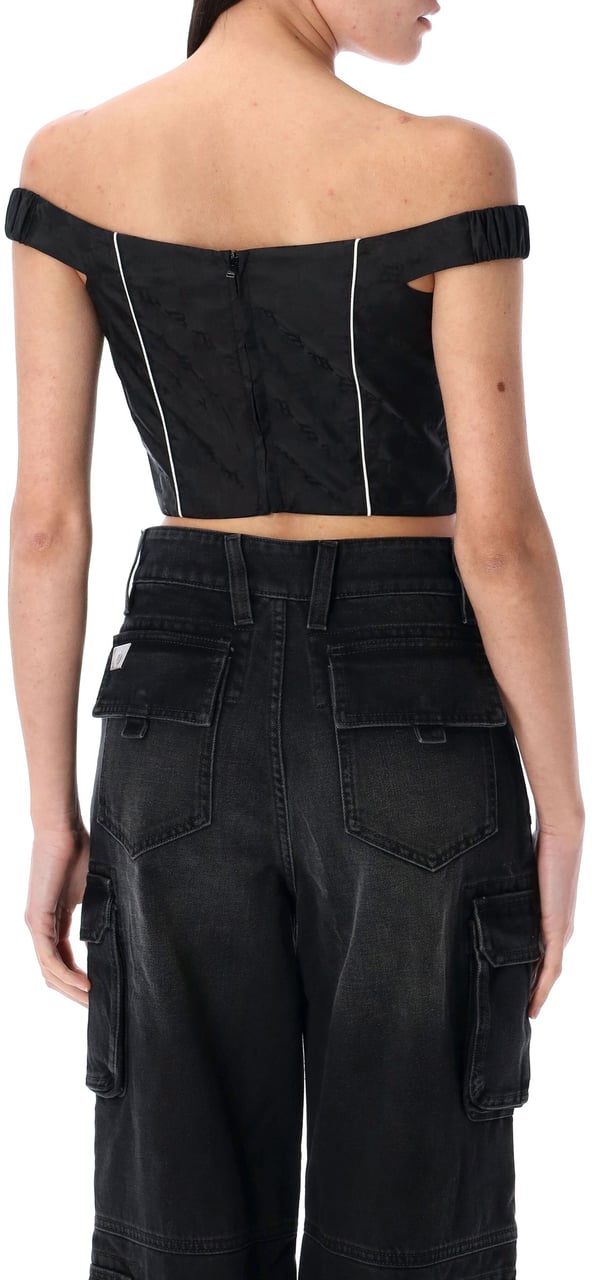 MISBHV Monogram Nylon Corset Top Nero Zwart