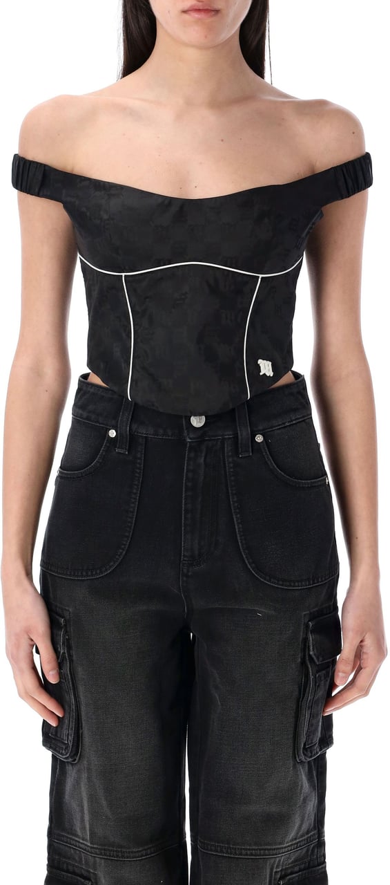 MISBHV Monogram Nylon Corset Top Nero Zwart